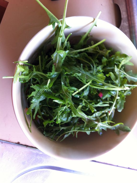 bowl of rocket and leaves in large bowl