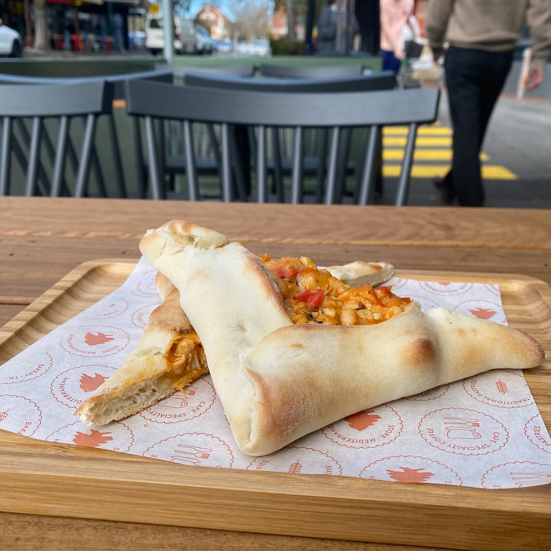 fajita chicken pita pastry at cedar bakery moonee ponds