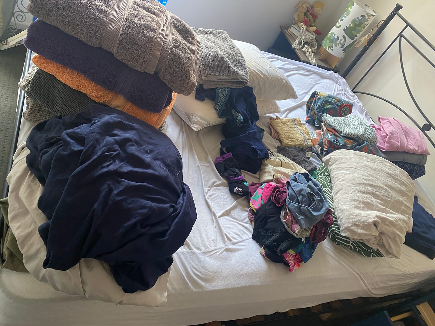 washing folded up on the bed (except for delicates)