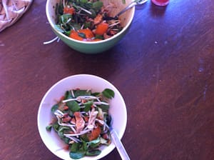 plated asian chicken salad