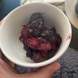 finished mandarin and blueberry compote