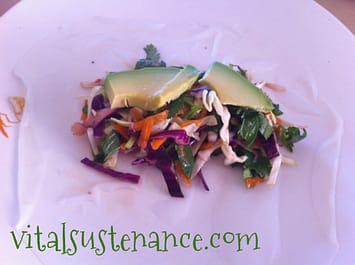 rice paper with asian salad and avocado