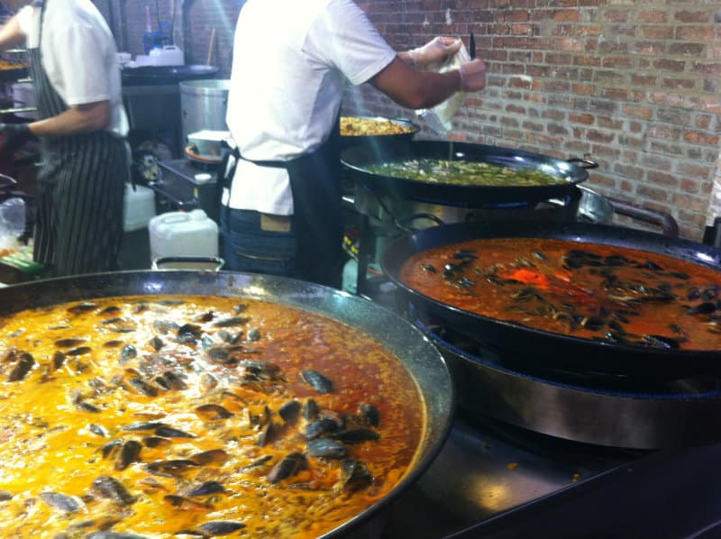 paella at summer night market - not chicken gumbo at winter night market