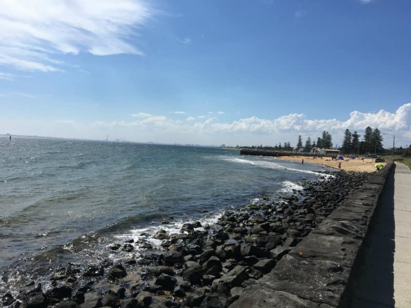 stepping down on nicotine patches - a new and open sky - elwood beach foreshore and all that blue open air